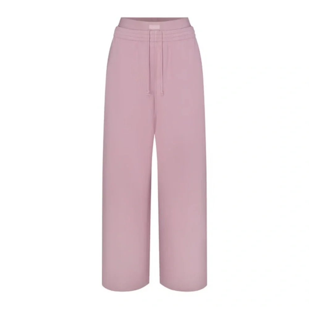 Skims Cotton Fleece Double Waistband Pant in Dusk